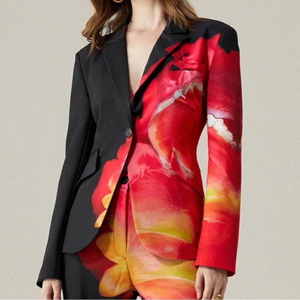 Regular Fit Abstract Urban Lapel Collar Blazer